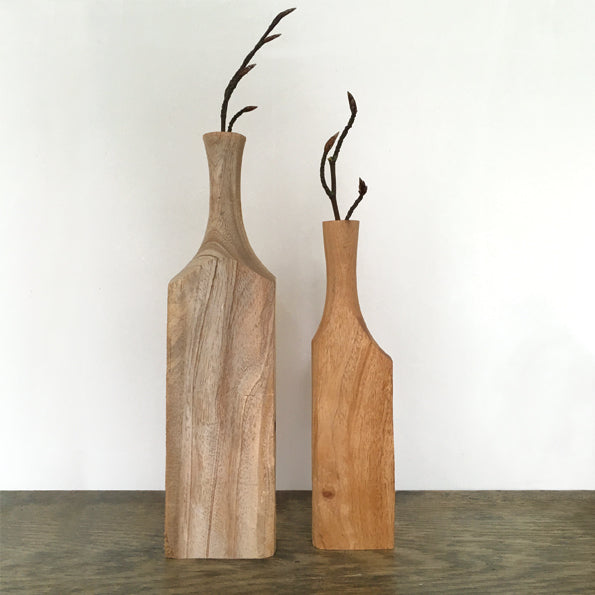 Handgeschnitzte Flaschenvase aus Holz - Groß