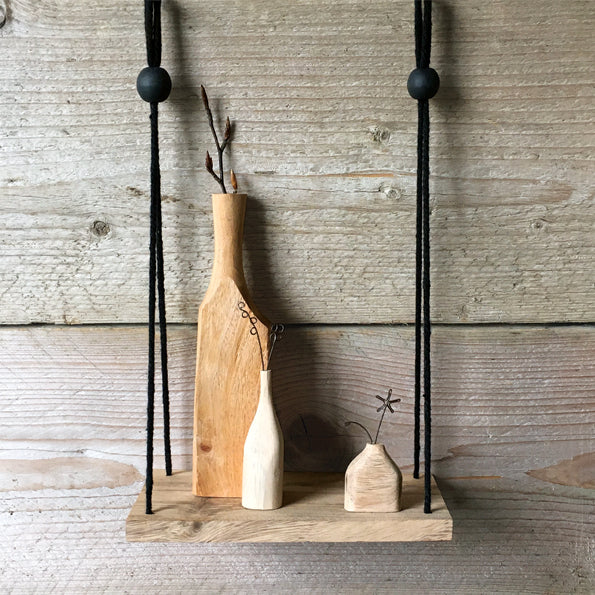 Handgeschnitzte Flaschenvase aus Holz - Klein