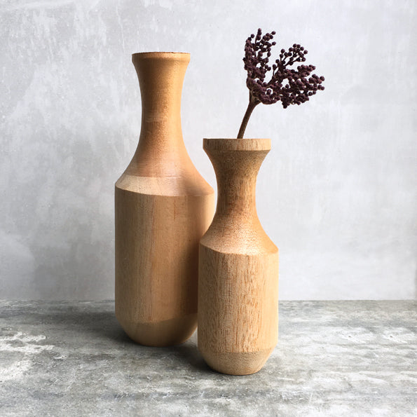 Runde Holzvase - Klein