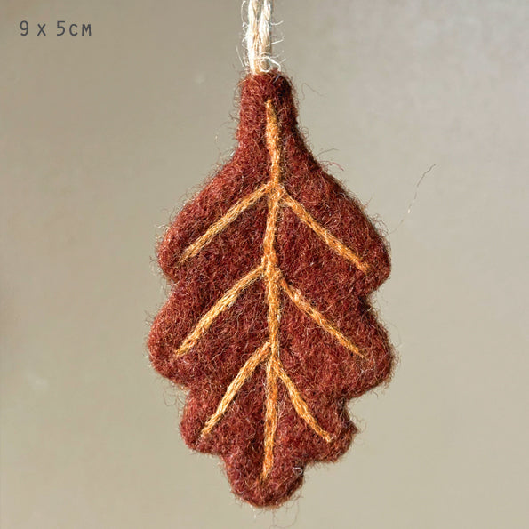 Felted autumn leaf hanger-Oak