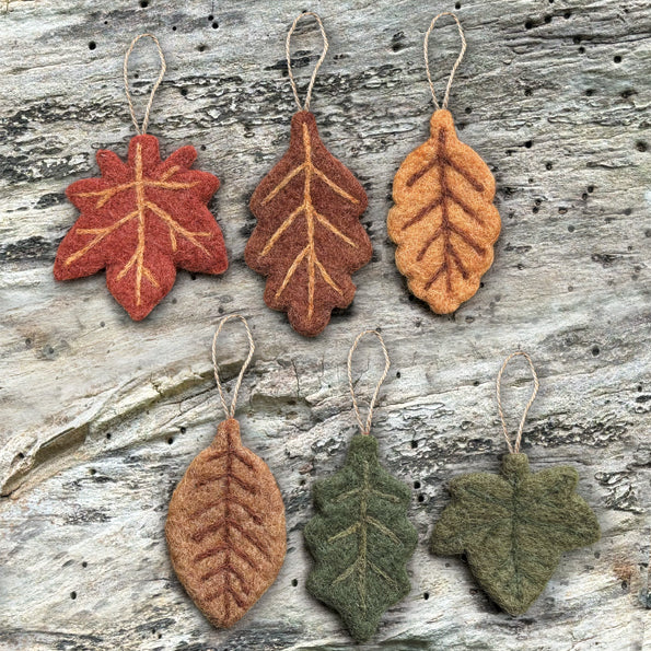 Felted autumn leaf hanger-Oak