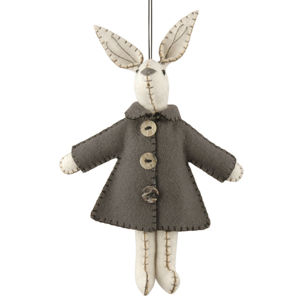 Weißes Kaninchen mit grauer Jacke - Emily