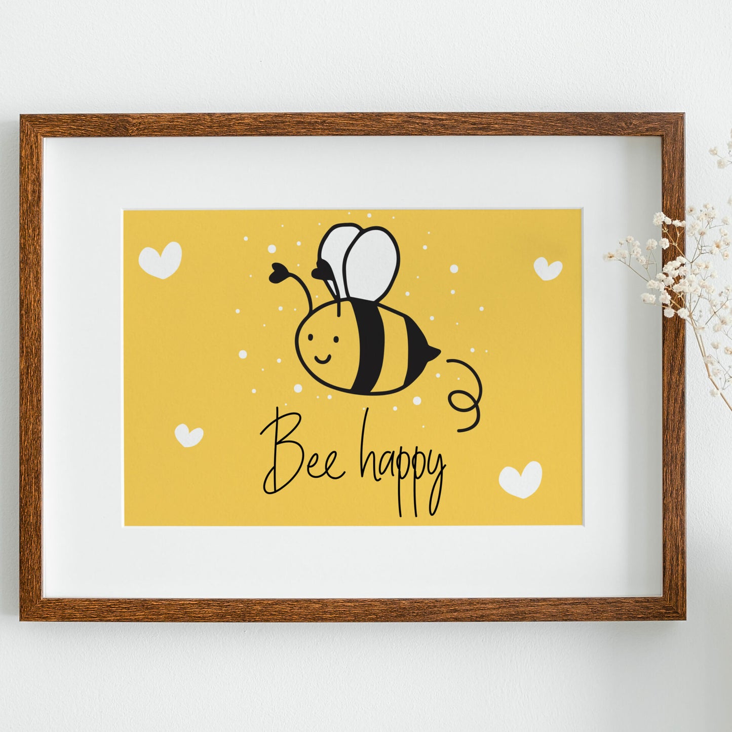 Bee happy typography motivational
