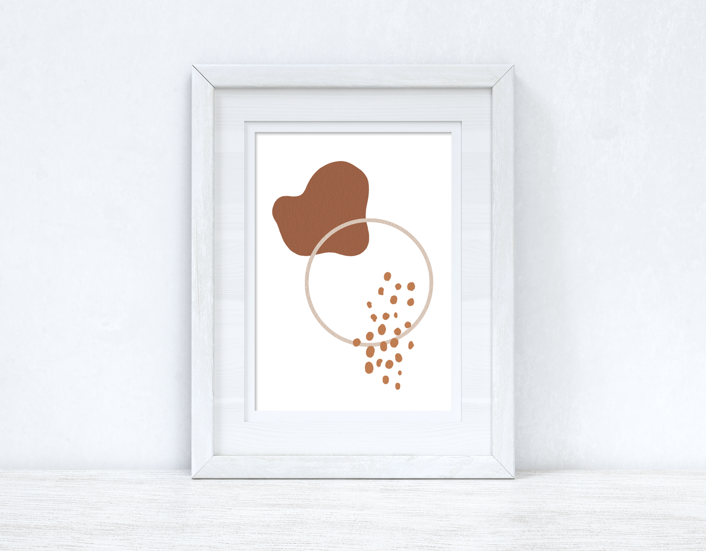 Beige & Terracotta Brown Abstract 5 Colour Shapes Home Wall Decor Print-0