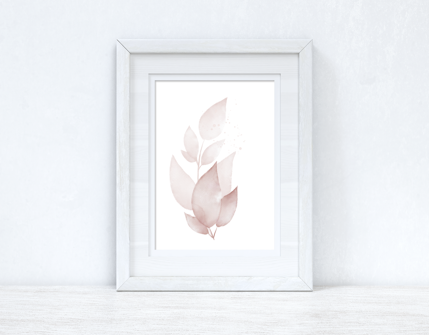 Natural Pinks Watercolour Leaves 5 Bedroom Home Wall Decor Print-0
