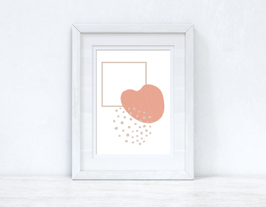 Peach Pink & Beige Abstract 1 Colour Shapes Home Wall Decor Print-0