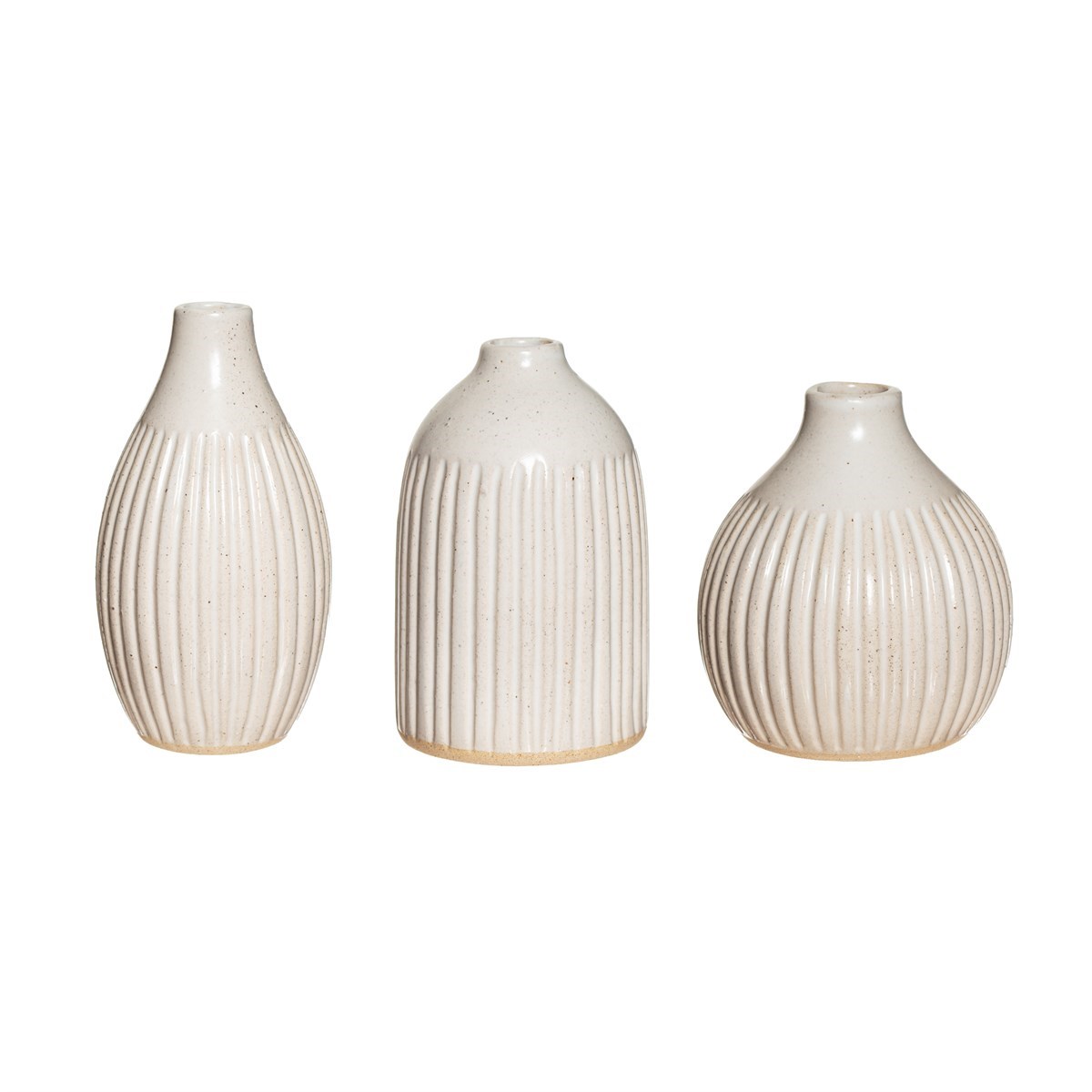 Geriffelte Knospenvasen Weiß - 3er-Set
