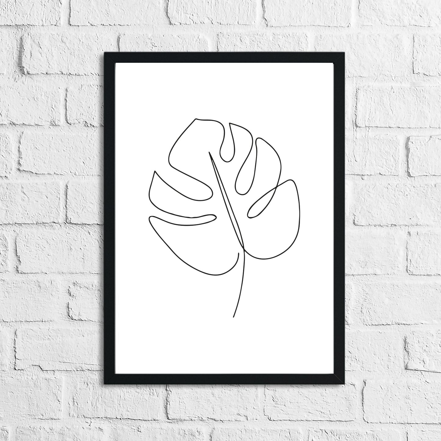 Tropical Leaf Simple Line Work Living Room Toilet Bedroom Wall Decor Print-0