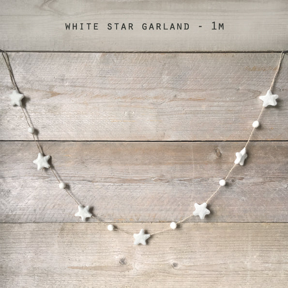 Felt garland - White stars