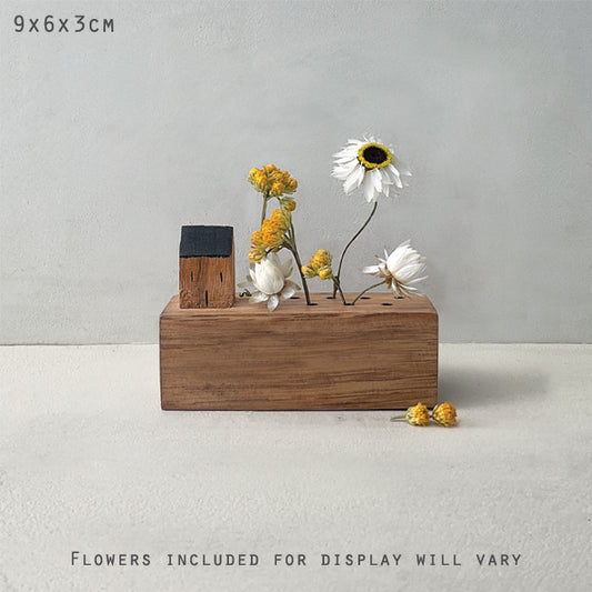 Wooden Tiny Flower Holder & house - Medium