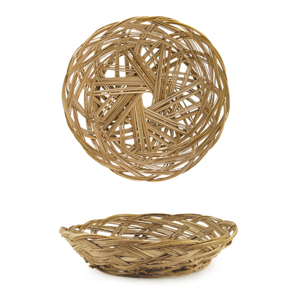 Woven round wicker bowl