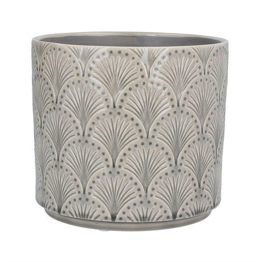 Ceramic Pot Cover 20cm - Light Grey Arches