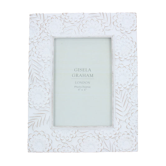 Resin Photo Frame (4x6) - White Natural Floral