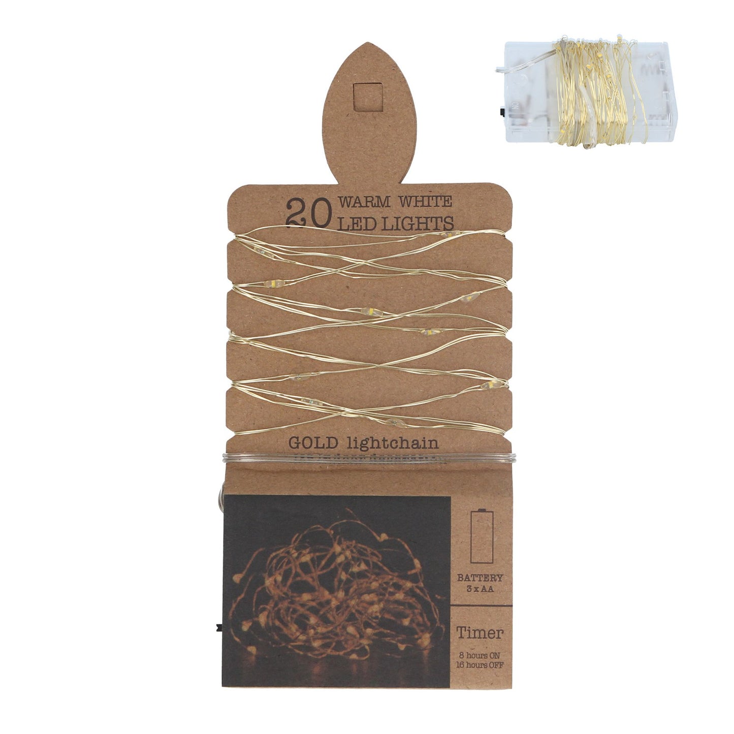 White LED Lights - 20 / Gold Wire