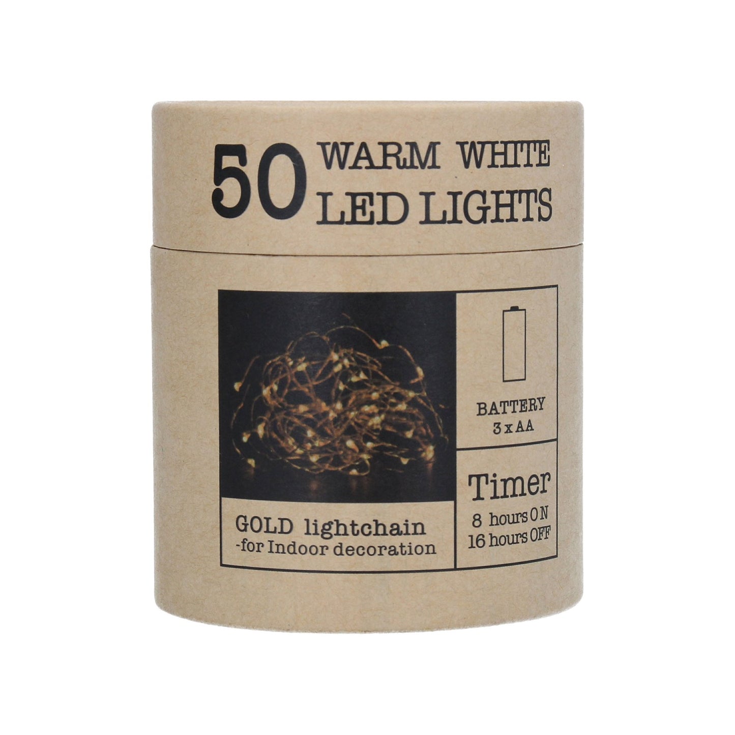 Box/50 LED Lights 5m - Warm White on Gold Wire