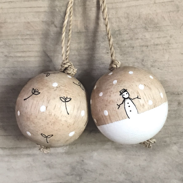 Wood bauble - Snowman