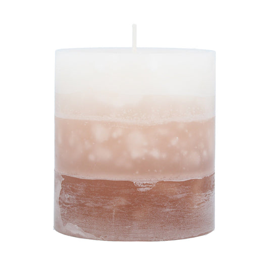 Pillar Candle 10cm - Natural Stripe