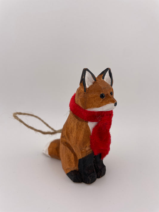 Sitting Fox Wooden Hanging Decoration