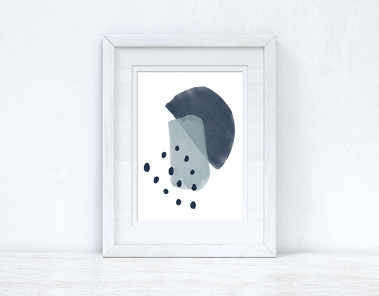 Blues Abstract 1 Colour Shapes Home Wall Decor Print-0