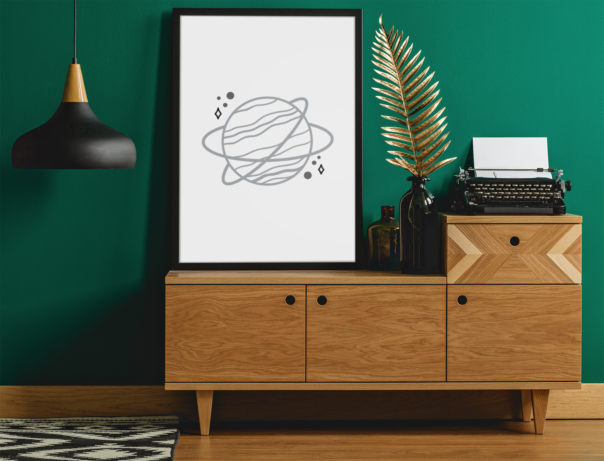 Boho Planet With Rings 2022 Boho Hippie Simple Home Wall Decor Print-0