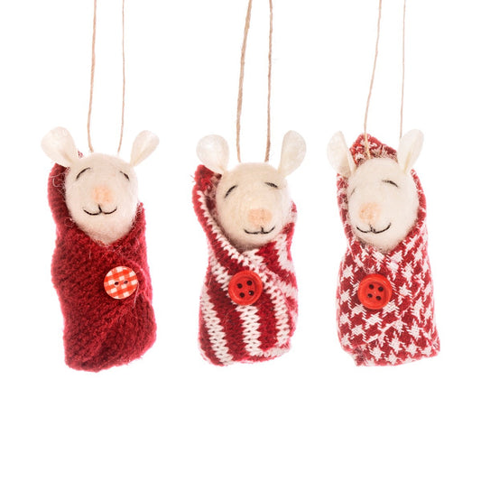 Baby Mice in Red Blankets - 3 set