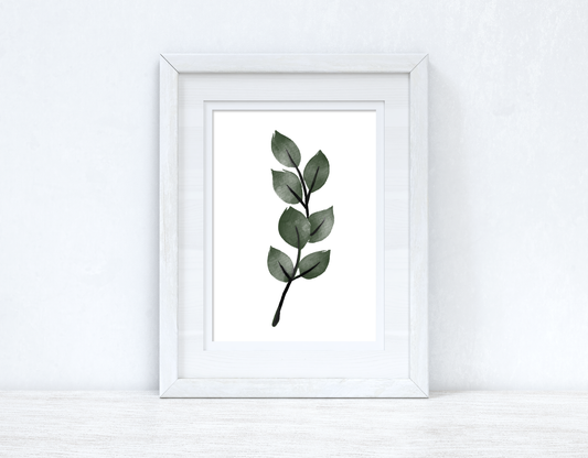Green & Black Watercolour Leaf 1 Bedroom Home Wall Decor Print-0