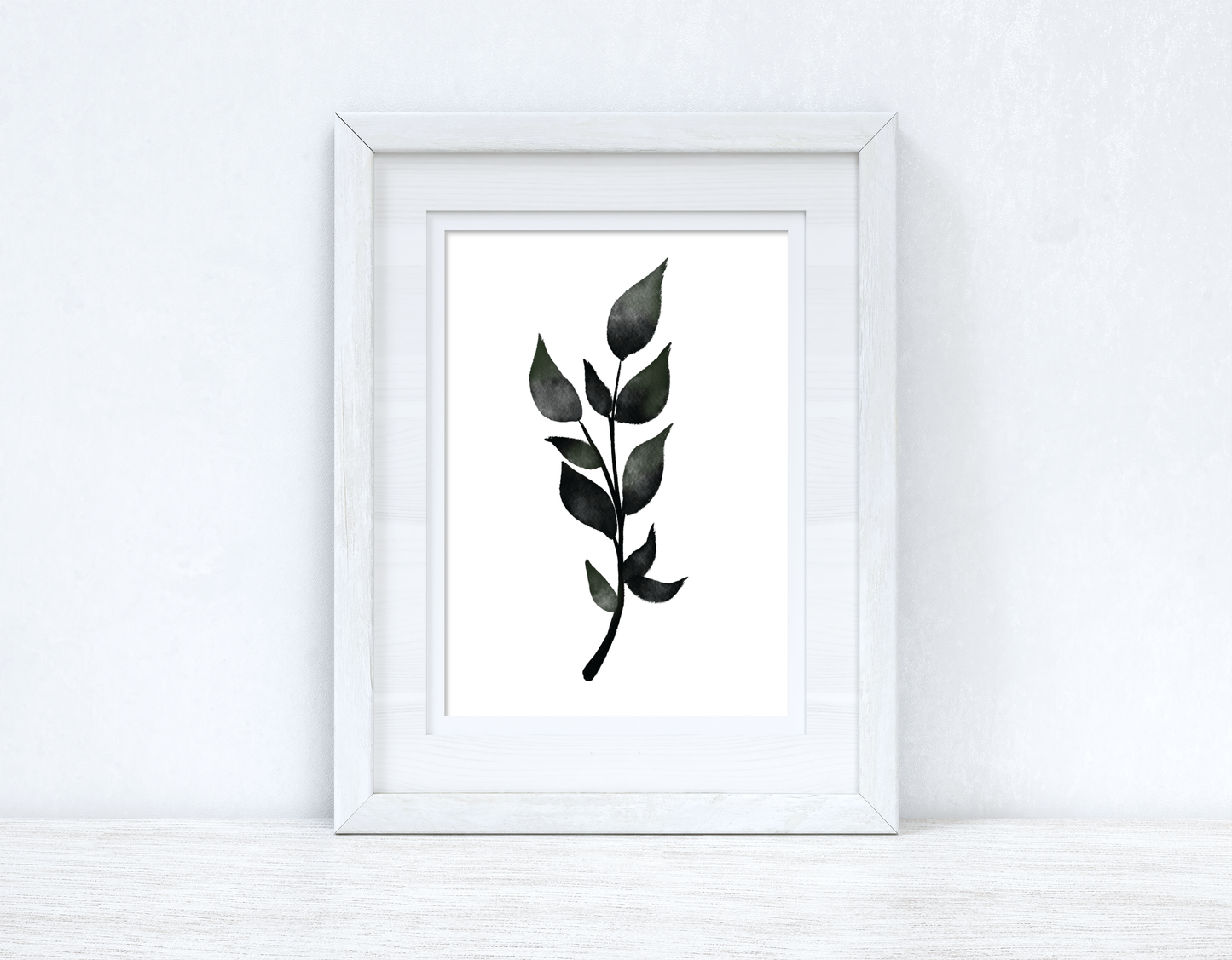 Green & Black Watercolour Leaf 3 Bedroom Home Wall Decor Print-0