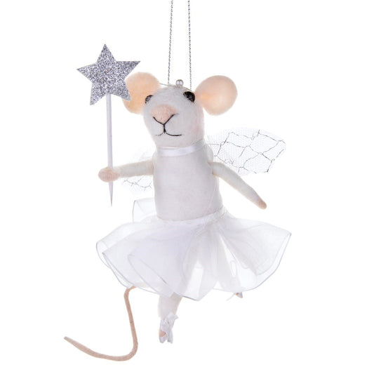 Fairy Mouse With Star Wand Felt Hanging Decoration