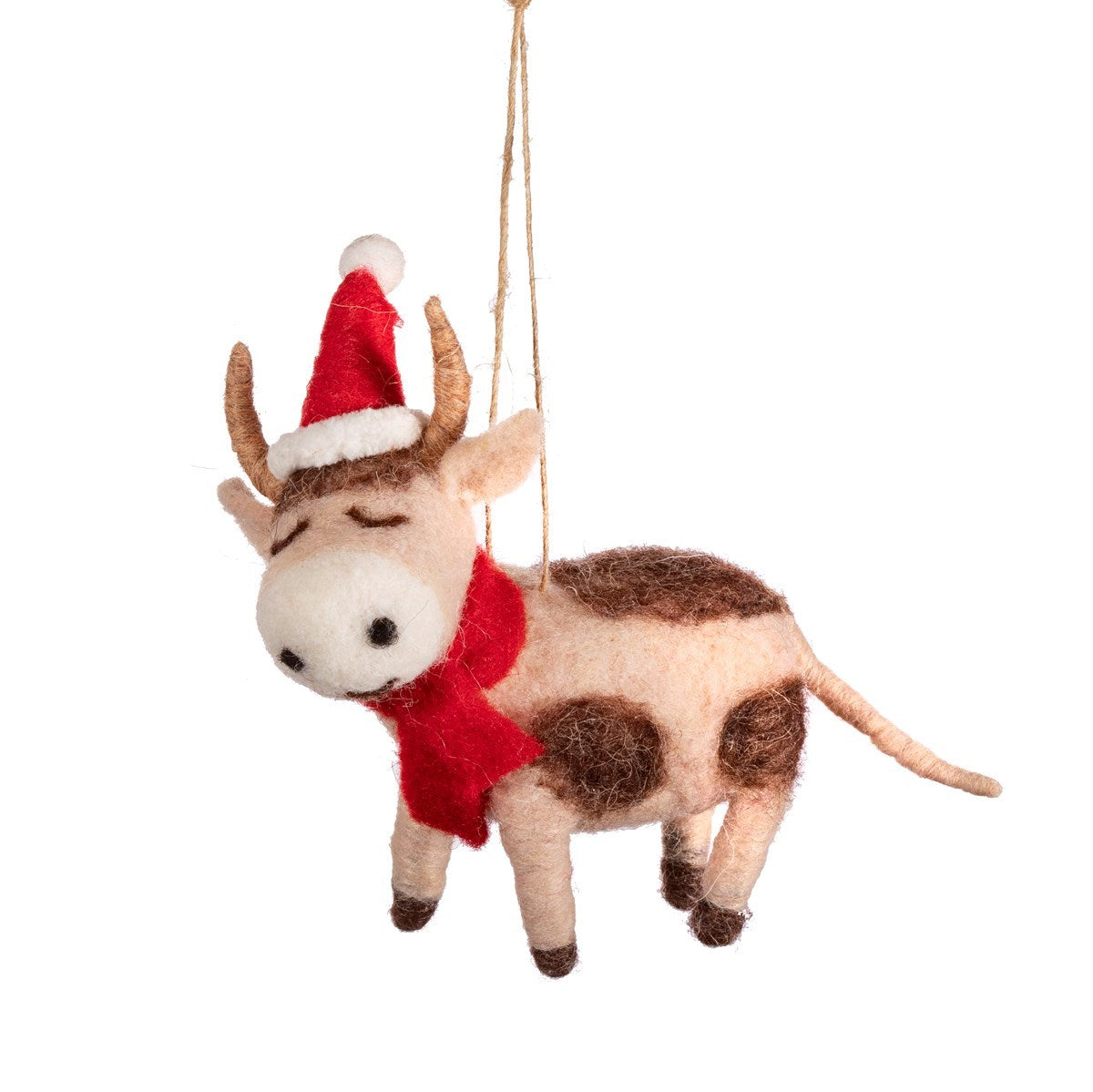 Festive Cow Felt Decoration