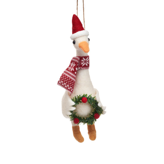 Goose with Wreath Felt Hanging Decoration