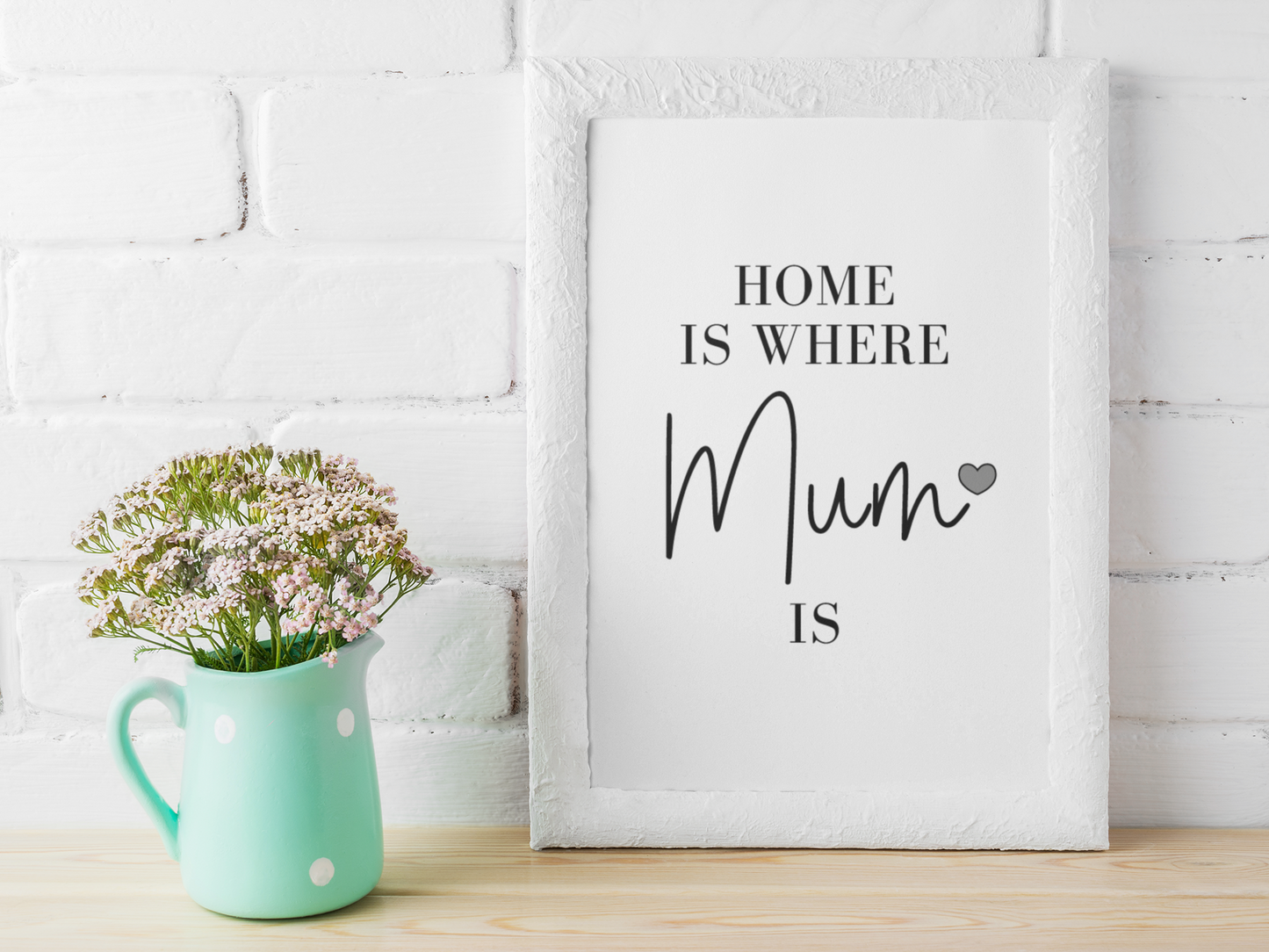 Home Is Where Mum Is Grey Heart Mothers Day 2022 Home Simple Room Wall Decor Print-0