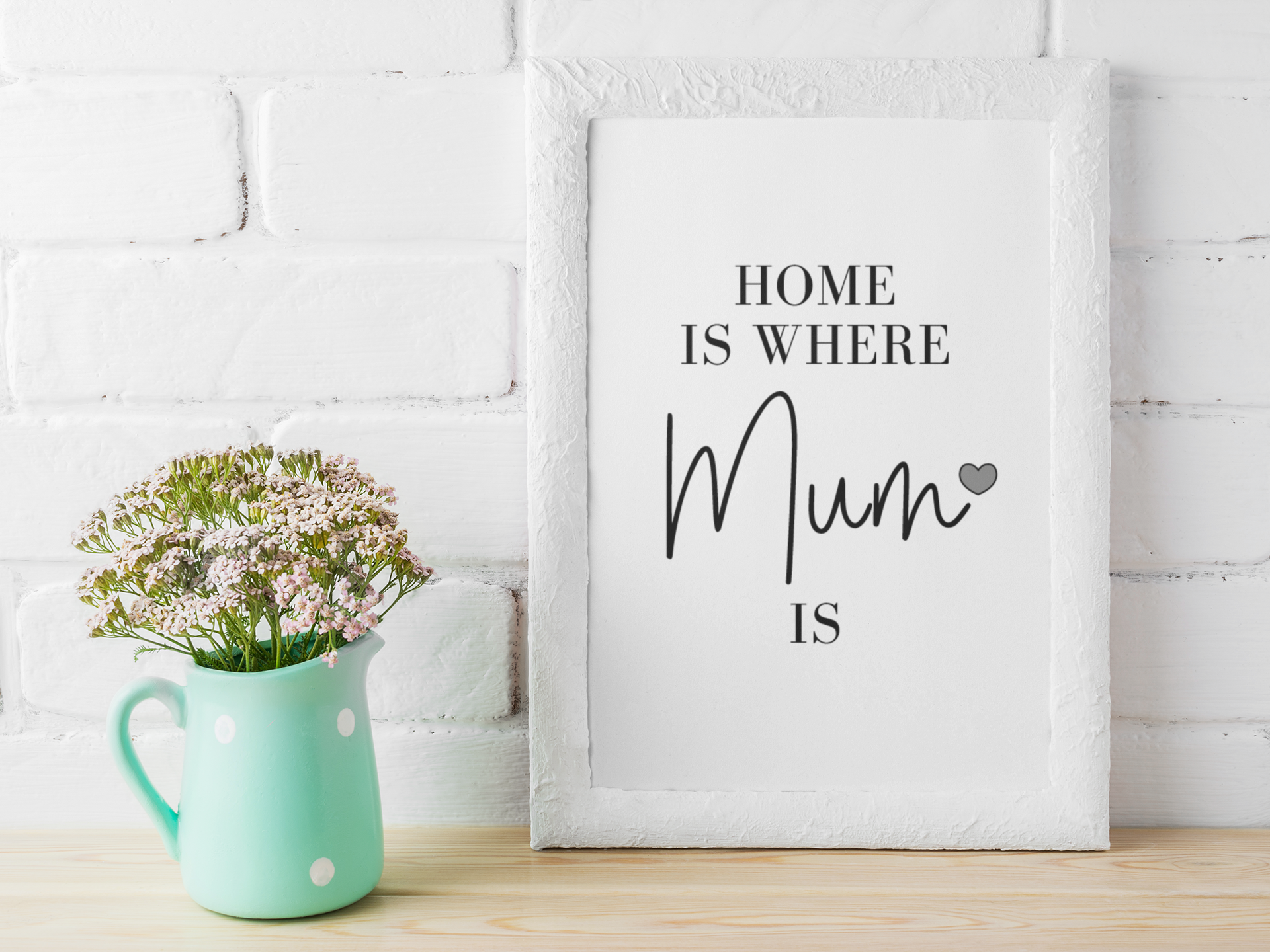 Home Is Where Mum Is Grey Heart Mothers Day 2022 Home Simple Room Wall Decor Print-0