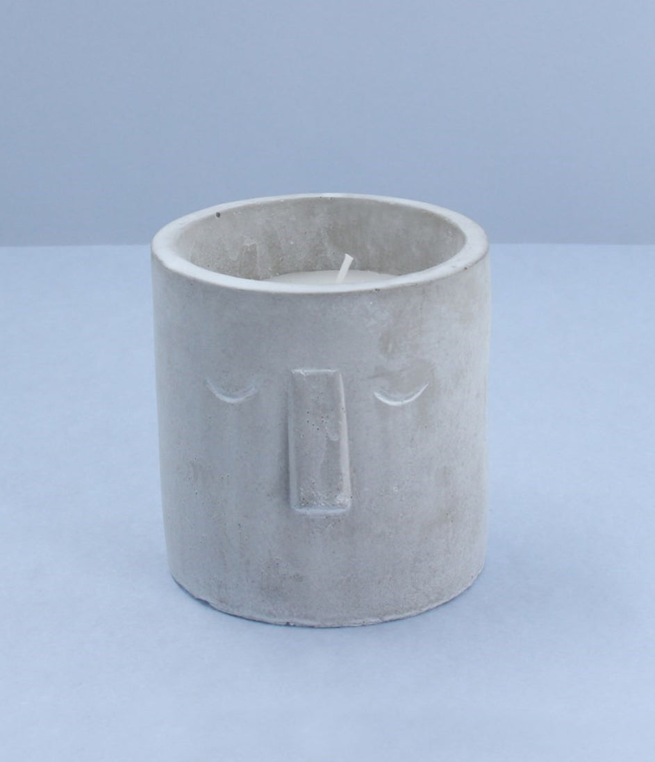 Mini Citronella Candle 9.5cm - Grey Face