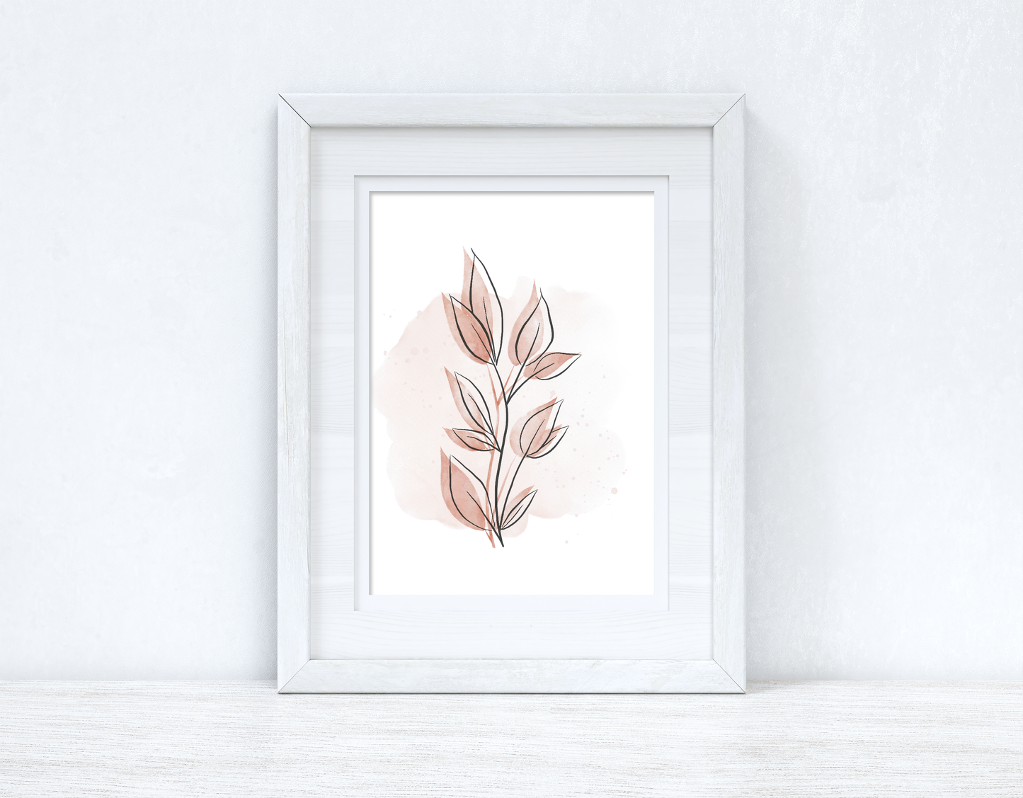 Natural Peaches Watercolour Leaves 3 Bedroom Home Wall Decor Print-0