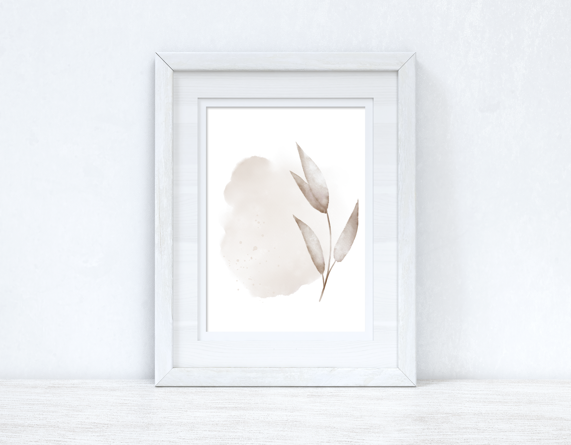 Natural Watercolour Leaves 4 Bedroom Home Wall Decor Print-0