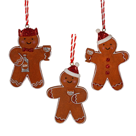 Gin-gerbread Men Hanging Decorations - Set of 3