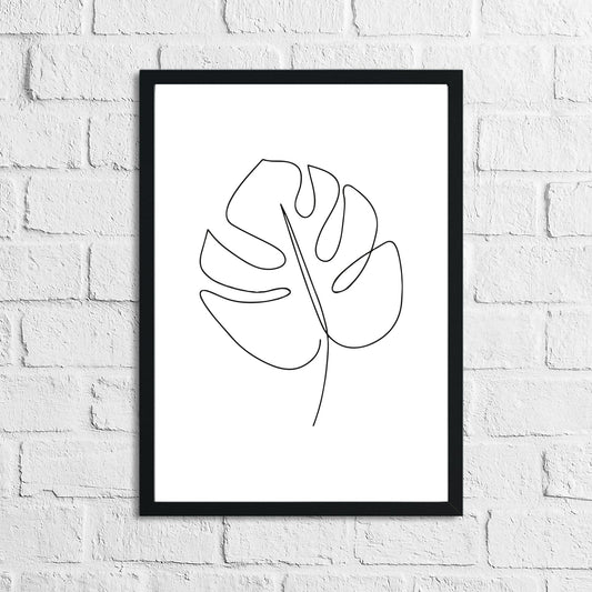 Tropical Leaf Simple Line Work Living Room Toilet Bedroom Wall Decor Print-0